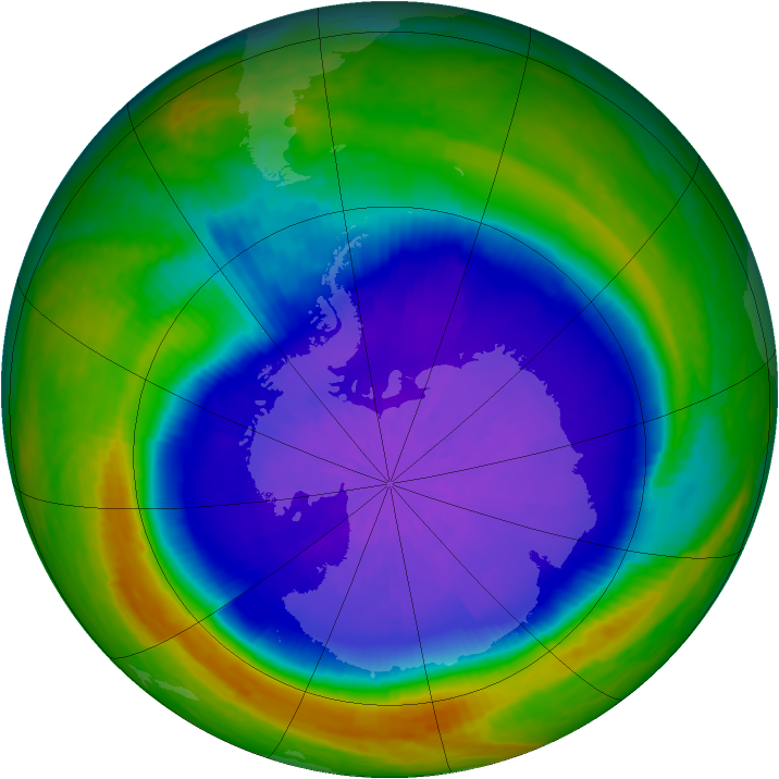 Antarctic ozone map for 28 September 2001